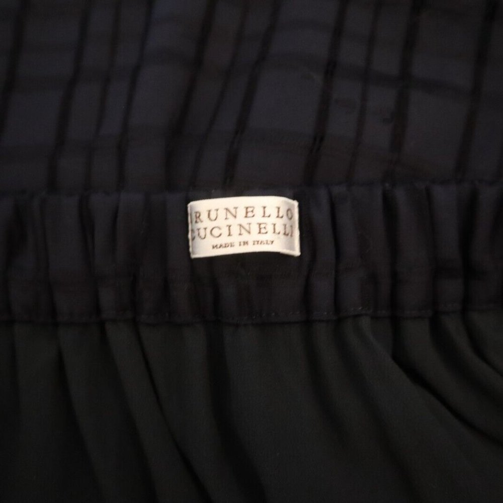 Brunello Cucinelli Idi Midi Dress Off Shoulders Navy Raffia Monili Belt Medium - Picture 13 of 15
